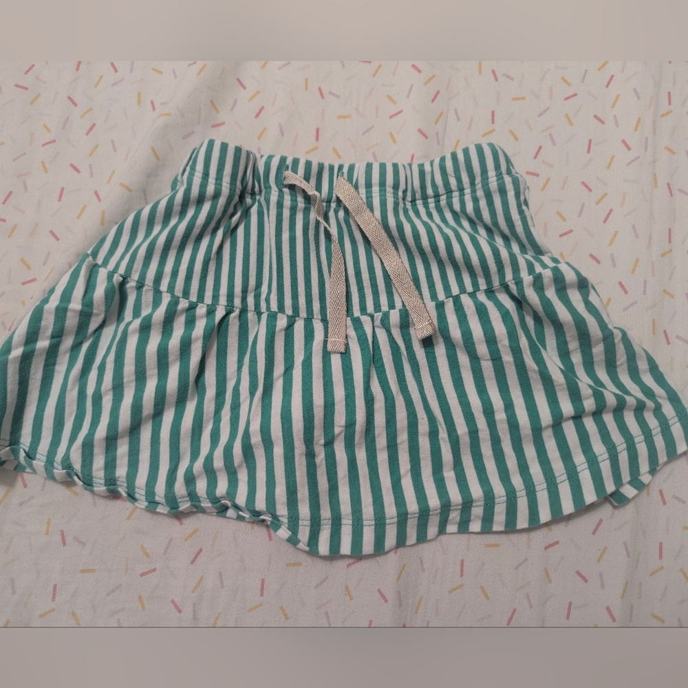 Mini Boden Green and White Striped Skort